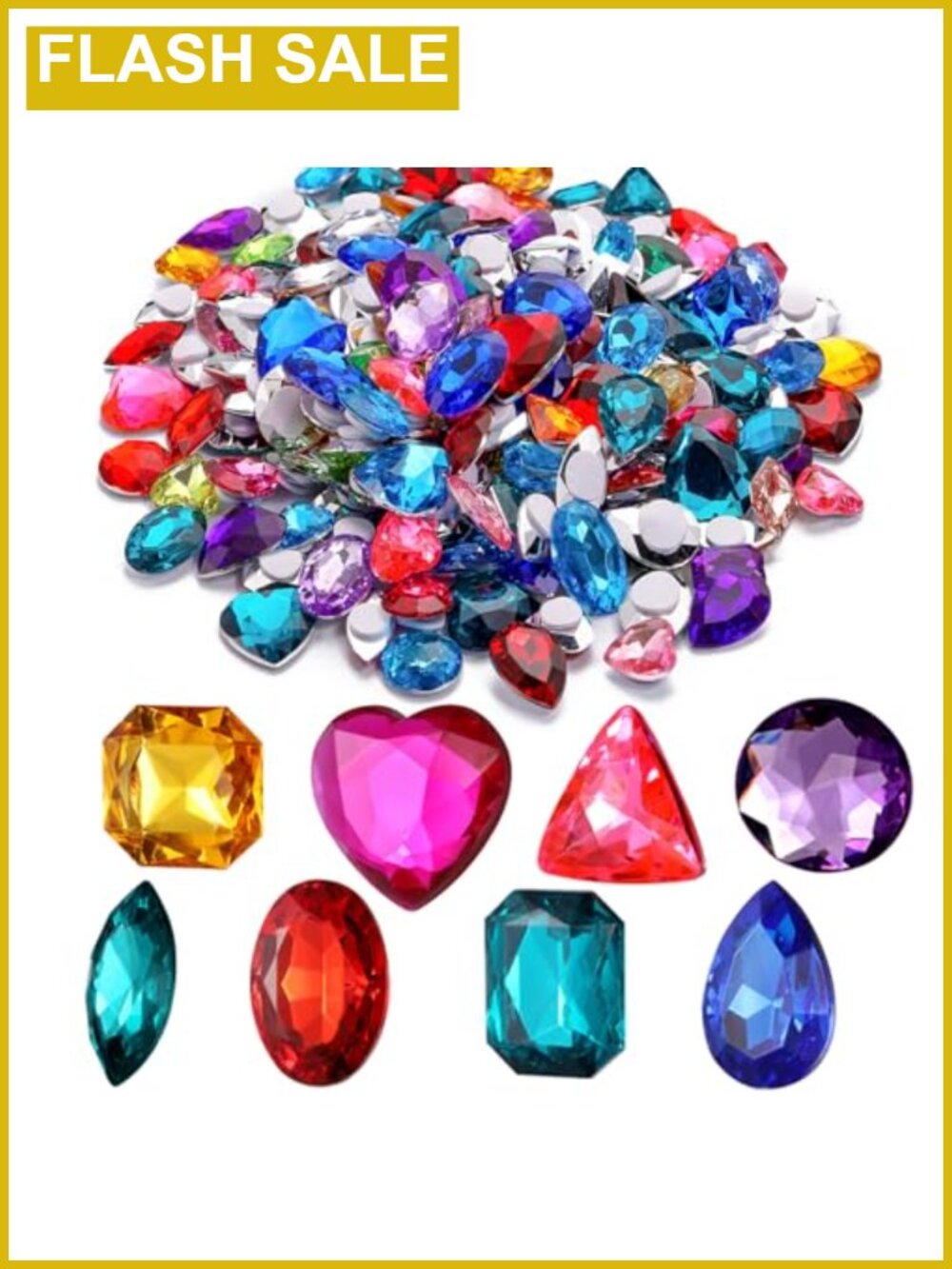 110pc Large Gem Stickers Self Adhesive Rhinestones for Crafts